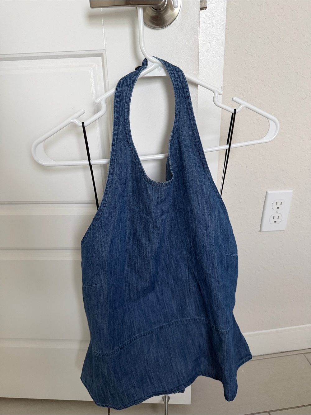 Denim Blue Halter Tank Top - Women